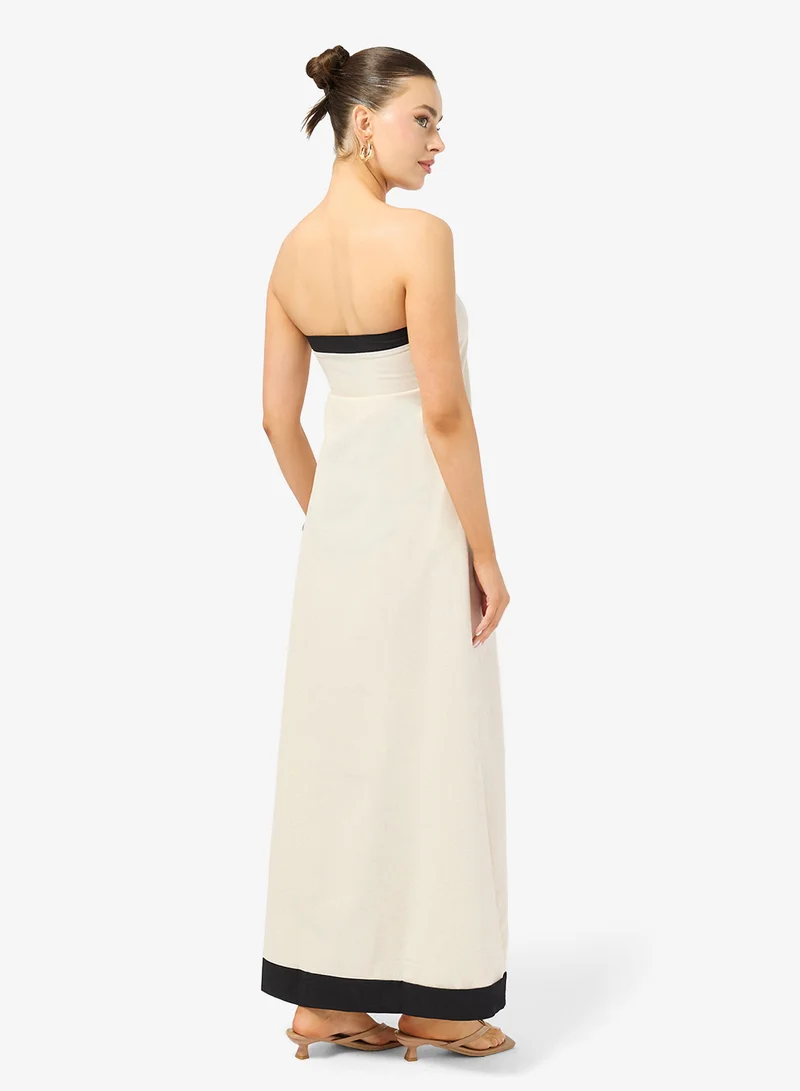 Ginger Bandeau Linen Blend A Line Dress